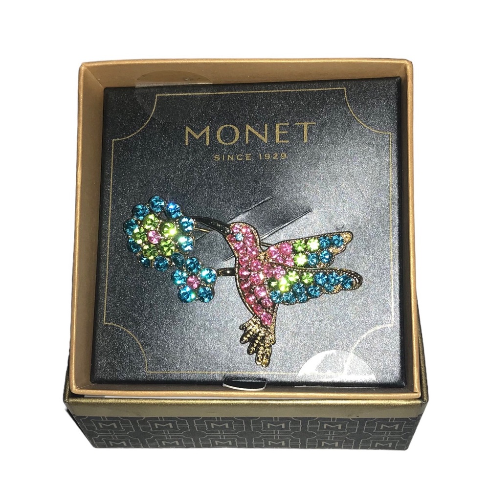 NWT Colorful Rhinestones Monet Brooch - Picture 6 of 7